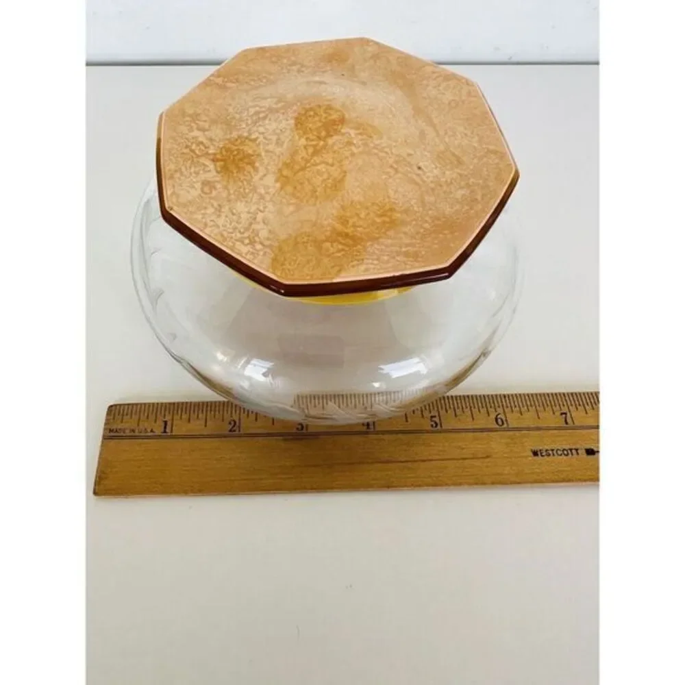 Vintage Art Deco Glass Powder Octagon Celluloid Lidded‎ Jar La Parisienne France